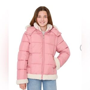 Sam Edelman Pink Puffer Jacket with Cream Accents size L (14/16)